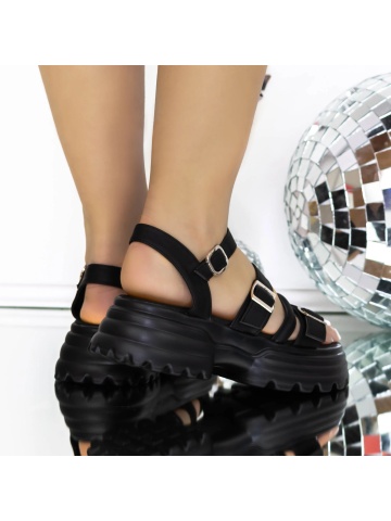 Sandale dama cu platforma negre din piele ecologica Aulrys - Img 4