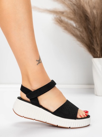 Sandale dama cu platforma negre din piele ecologica Braesha - Img 5