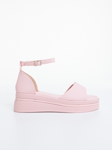 Sandale dama cu platforma roz din piele ecologica Tasara - Img 4