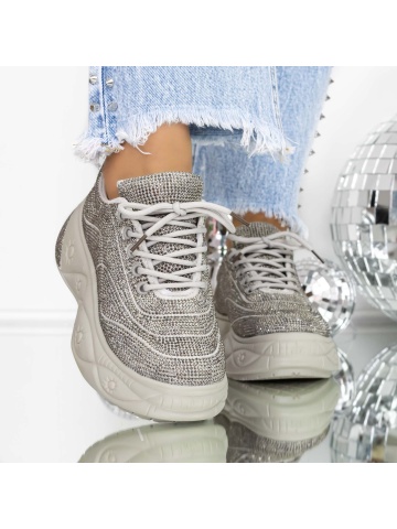 Sneakers dama bej din material textil Jovania - Img 3