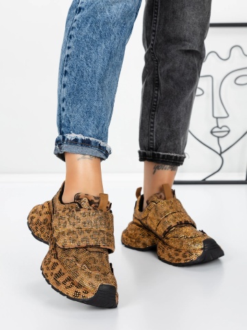 Sneakers dama model leopard din material textil Eqazora - Img 1