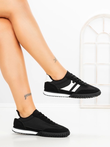 Sneakers dama negri din material textil si piele ecologica Etalira - Img 4