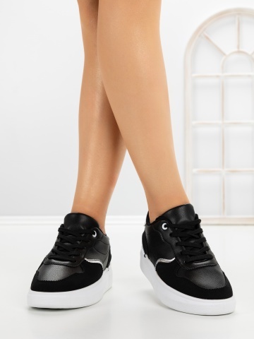 Sneakers dama negri din piele ecologica Divora - Img 2