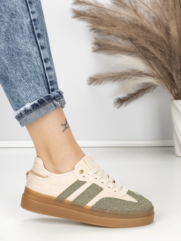 Sneakers dama verzi din material textil Avoria - Img 5