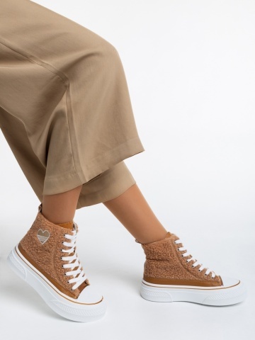 Tenisi dama camel din material textil Yustina