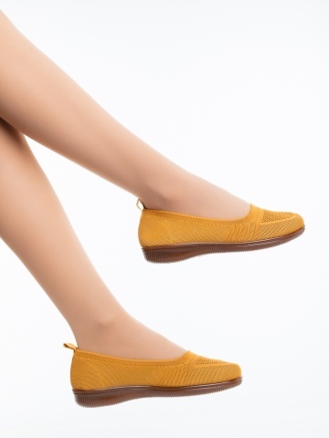 Balerini dama galbeni din material textil Zendara
