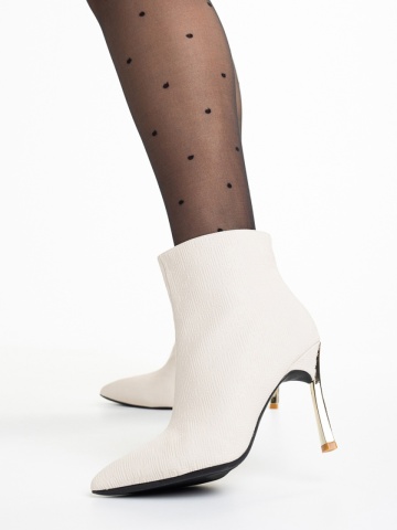 Botine dama albe din din material textil Estela - Img 6