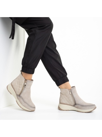 Botine dama bej din piele ecologica Golda