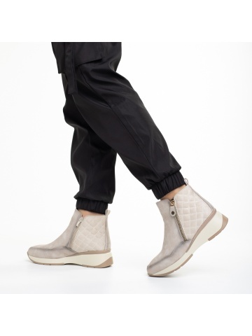 Botine dama bej din piele ecologica Golda - Img 4