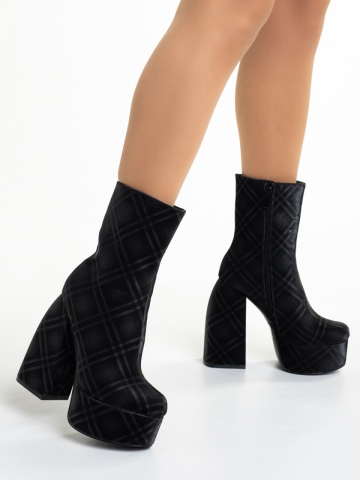 Botine dama negre din material textil cu toc Bluma - Img 2