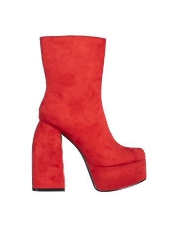 Botine dama rosii din material textil cu toc Edie - Img 6