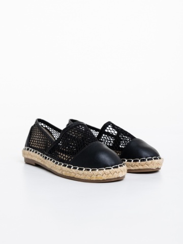Espadrile copii negre din piele ecologica si material textil Guapissima