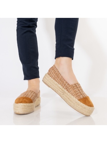 Espadrile dama camel din material textil Vienna - Img 2