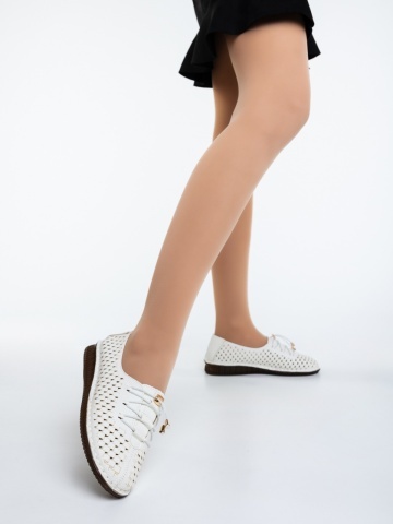 Pantofi casual dama albi din piele ecologica Linaria