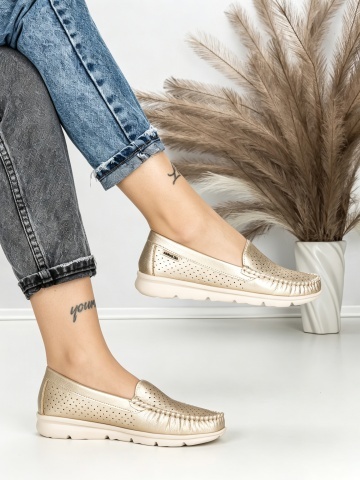Pantofi casual dama aurii din piele ecologica Dazella - Img 3