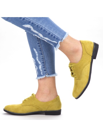 Pantofi casual dama galbeni din material textil Amelia - Img 2