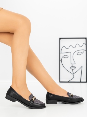 Pantofi casual dama negri din piele ecologica Banren - Img 6