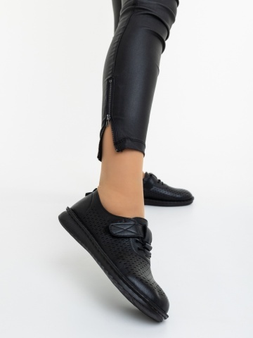 Pantofi casual dama negri din piele ecologica Laviara