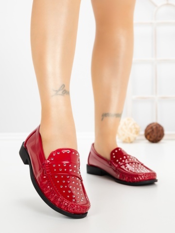 Pantofi casual dama rosii din piele ecologica Rivena
