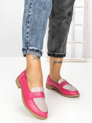 Pantofi casual dama roz din piele ecologica Calena
