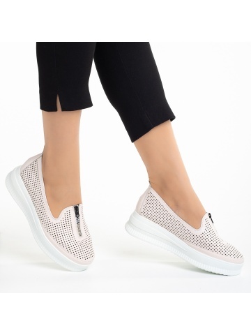 Pantofi casual dama roz din piele ecologica Lala