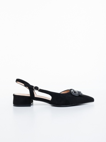Pantofi dama cu toc negre din material textil Delania - Img 4