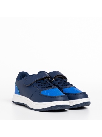 Pantofi sport copii albastri din piele ecologica Ponty - Img 2