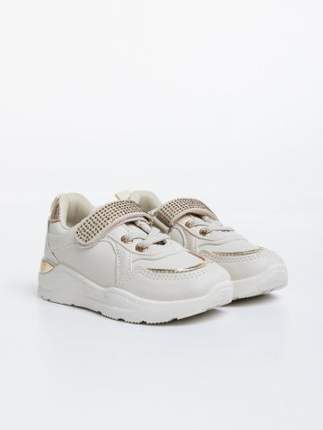 Pantofi sport copii bej din piele ecologica Dericka - Img 2