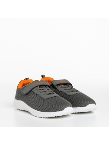 Pantofi sport copii gri cu portocaliu din material textil Amie