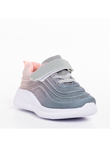 Pantofi sport copii gri cu roz din material textil Vear