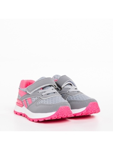 Pantofi sport copii gri cu roz din material textil Venetta - Img 2