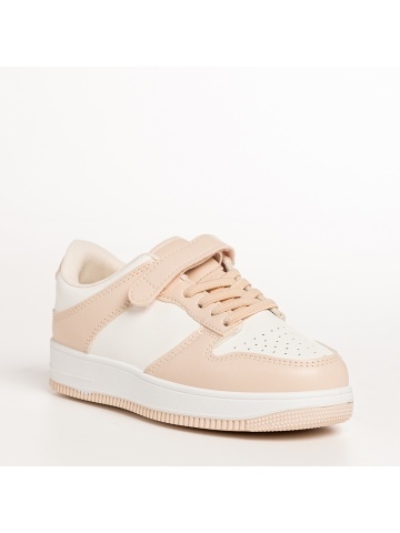 Pantofi sport copii roz cu alb din piele ecologica Neal