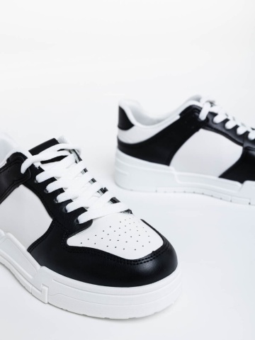 Pantofi sport dama alb cu negru din piele ecologica Rumeysa - Img 5