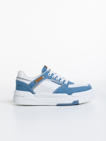 Pantofi sport dama albi cu albastru deschis din piele ecologica Tasnia - Img 4