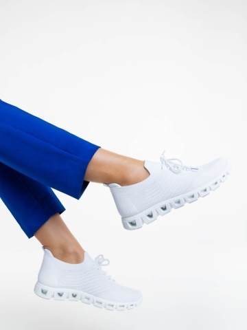 Pantofi sport dama albi din material textil Romeesa - Img 4