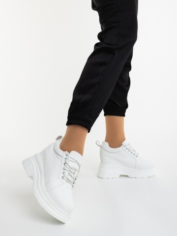 Pantofi sport dama albi din piele ecologica Lenoria