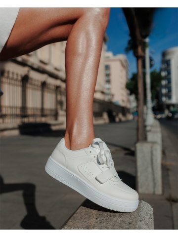 Pantofi sport dama albi din piele ecologica Sonal