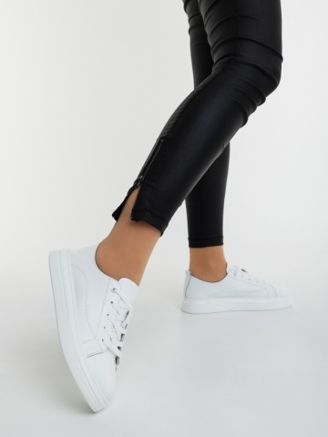 Pantofi sport dama albi din piele naturala Vedora