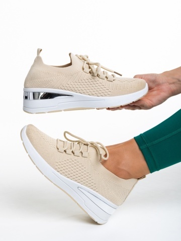 Pantofi sport dama bej din material textil Davinia
