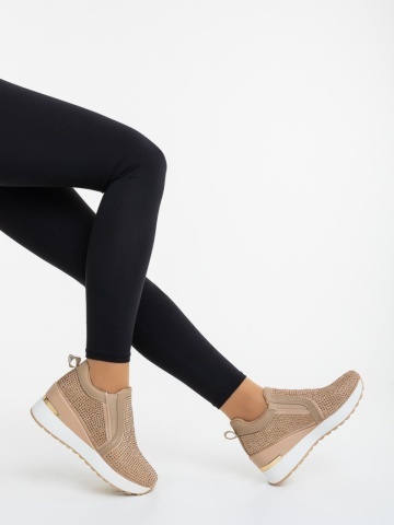 Pantofi sport dama bej din material textil Lovara - Img 2
