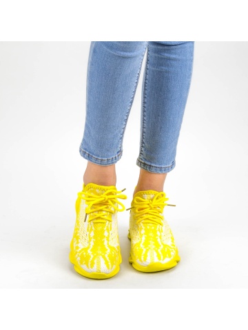 Pantofi sport dama galbeni din material textil Daesha - Img 4