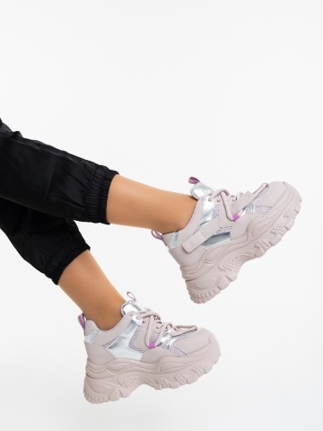 Pantofi sport dama mov din piele ecologica si material textil Anfora