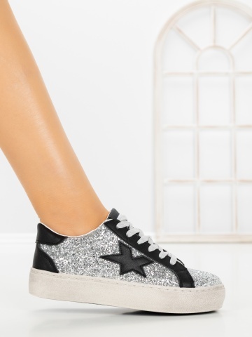 Pantofi sport dama negri din piele ecologica Arirla - Img 5
