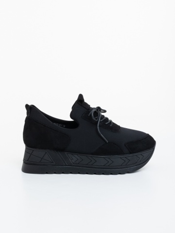 Pantofi sport dama negri din piele ecologica si material textil Selestia - Img 4