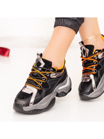 Pantofi sport dama negri din piele naturala Aunena - Img 3