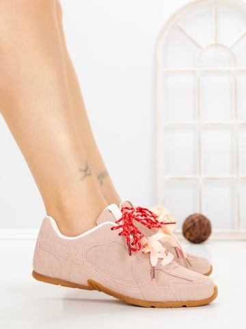 Pantofi sport dama roz din material textil Lumoria - Img 3