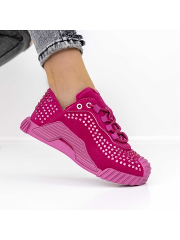 Pantofi sport dama visinii din material textil Lucirna - Img 3