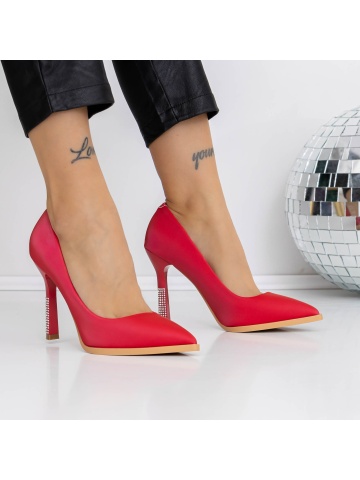 Pantofi stiletto rosii din material textil Efonna