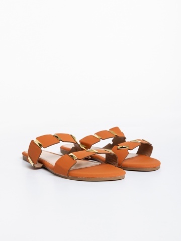 Papuci dama camel din material textil Ivanna - Img 4