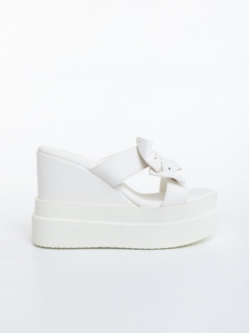 Papuci dama cu platforma albi din piele ecologica Darcy - Img 4
